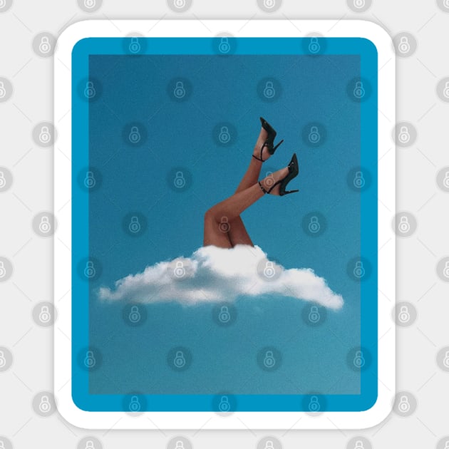 Woman Lying in the Clouds Sticker by DreamCollage